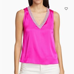 NWT Generation Love Candice Satin & Crystal Top Hot Pink XS